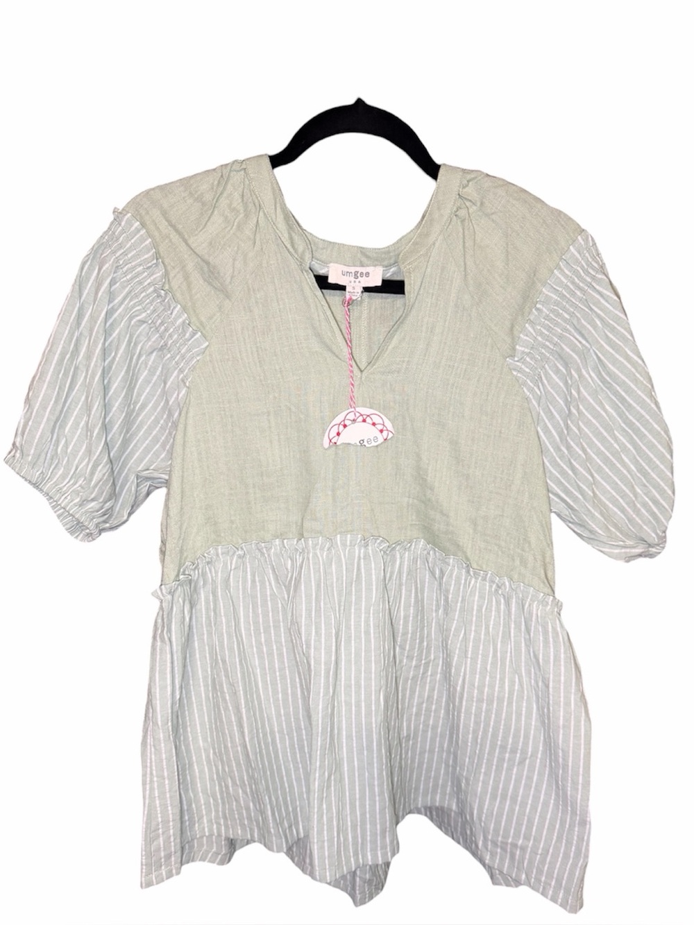 Umgee Sage Green Babydoll Blouse - Picture 4 of 8